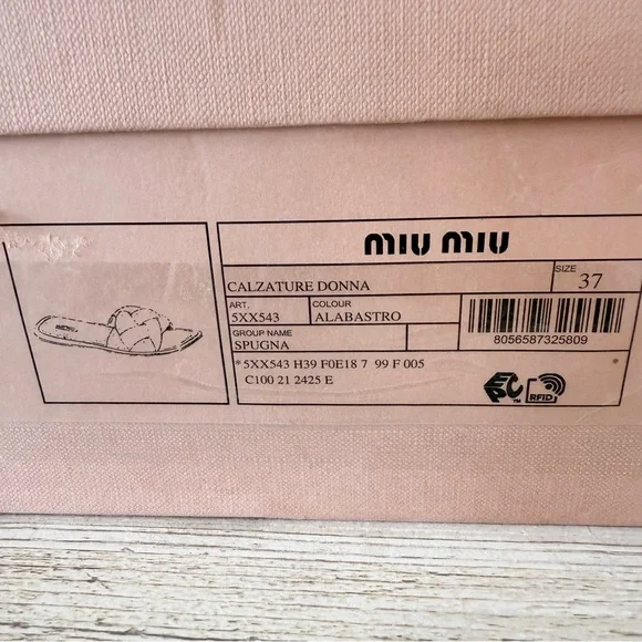 New Miu Miu Calzature Donna terry cloth slide sandals size 37, US 7, pink